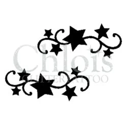 Chloïs Glittertattoo Sjabloon Curly Stars (Duo Stencil, 5 Stuks)