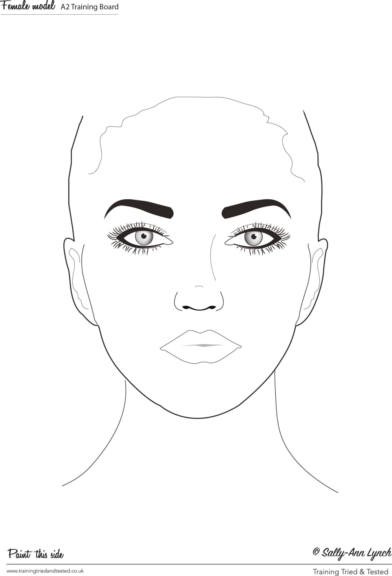 Schmink Oefenbord Vrouw, Formaat A2