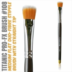 Titanic FX Medium Flat Duo Fiber Stipple Brush 108 | Special Effects Penseel