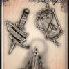 Wiser's Airbrush TattooPro Stencil - Hourglass & Dagger