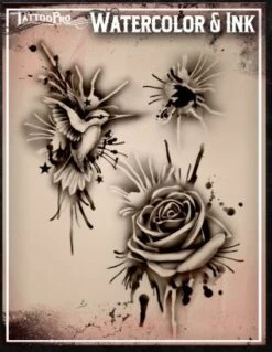 Wiser's Airbrush TattooPro Stencil - Watercolor And Inksplat