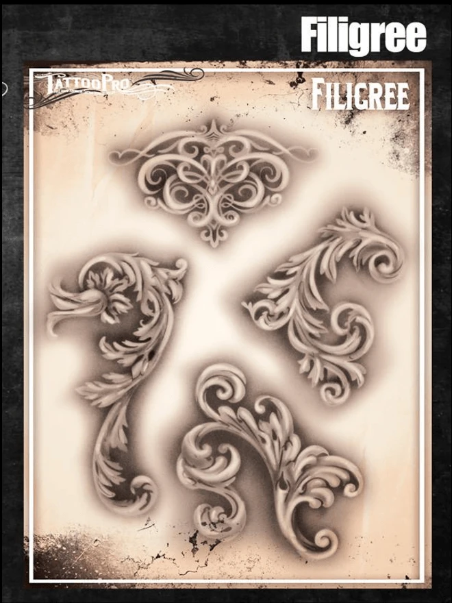 Wiser's Airbrush TattooPro Stencil – Fancy Filigree 1 Wiser's Airbrush TattooPro Stencil – Fancy Filigree