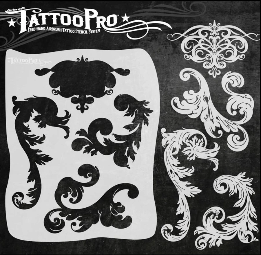 Wiser's Airbrush TattooPro Stencil – Fancy Filigree 2 Wiser's Airbrush TattooPro Stencil – Fancy Filigree - Afbeelding 2