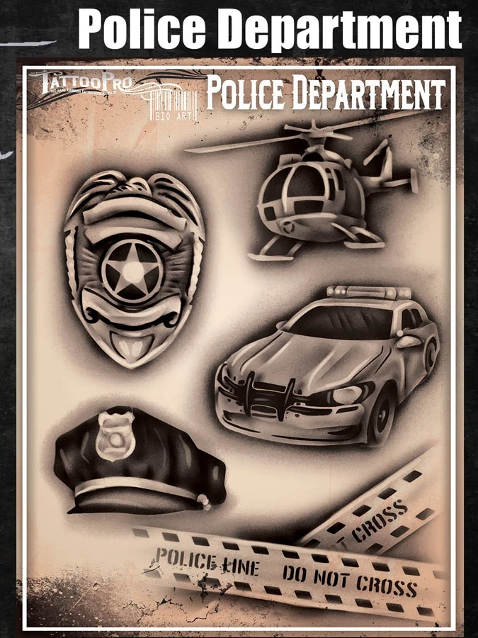 Wiser's Airbrush TattooPro Stencil – Police Department 1 Wiser's Airbrush TattooPro Stencil – Police Department