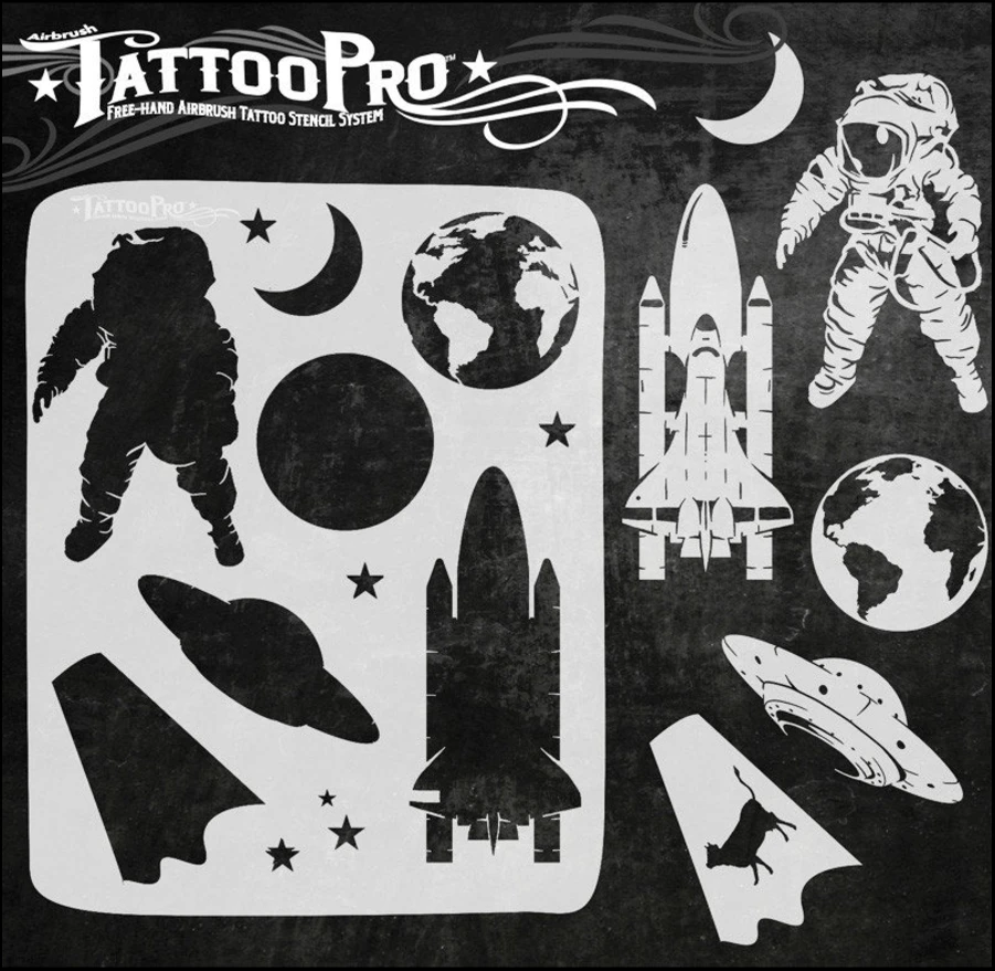 Wiser's Airbrush TattooPro Stencil – Space 2 Wiser's Airbrush TattooPro Stencil – Space - Afbeelding 2