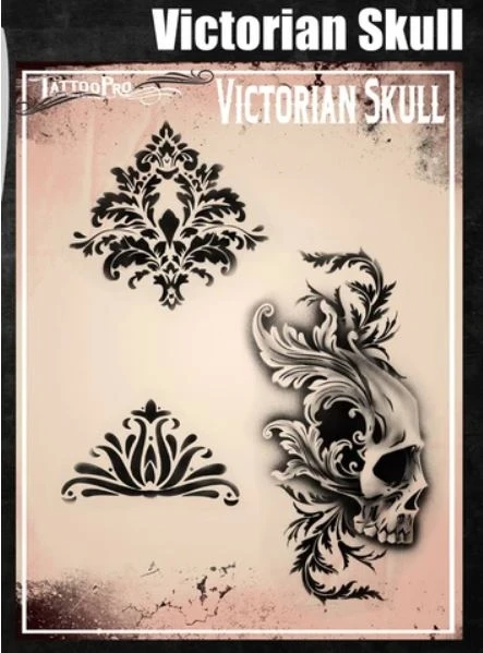 Wiser's Airbrush TattooPro Stencil – Victorian Skull 1 Wiser's Airbrush TattooPro Stencil – Victorian Skull
